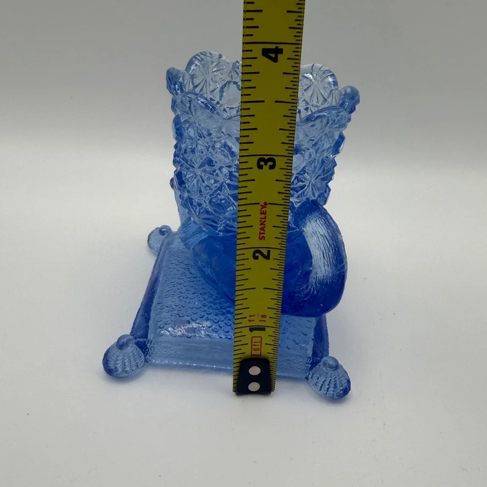 Cobalt Blue Pressed Glass Footed Toothpick Holder Scalloped Rim NIB‎